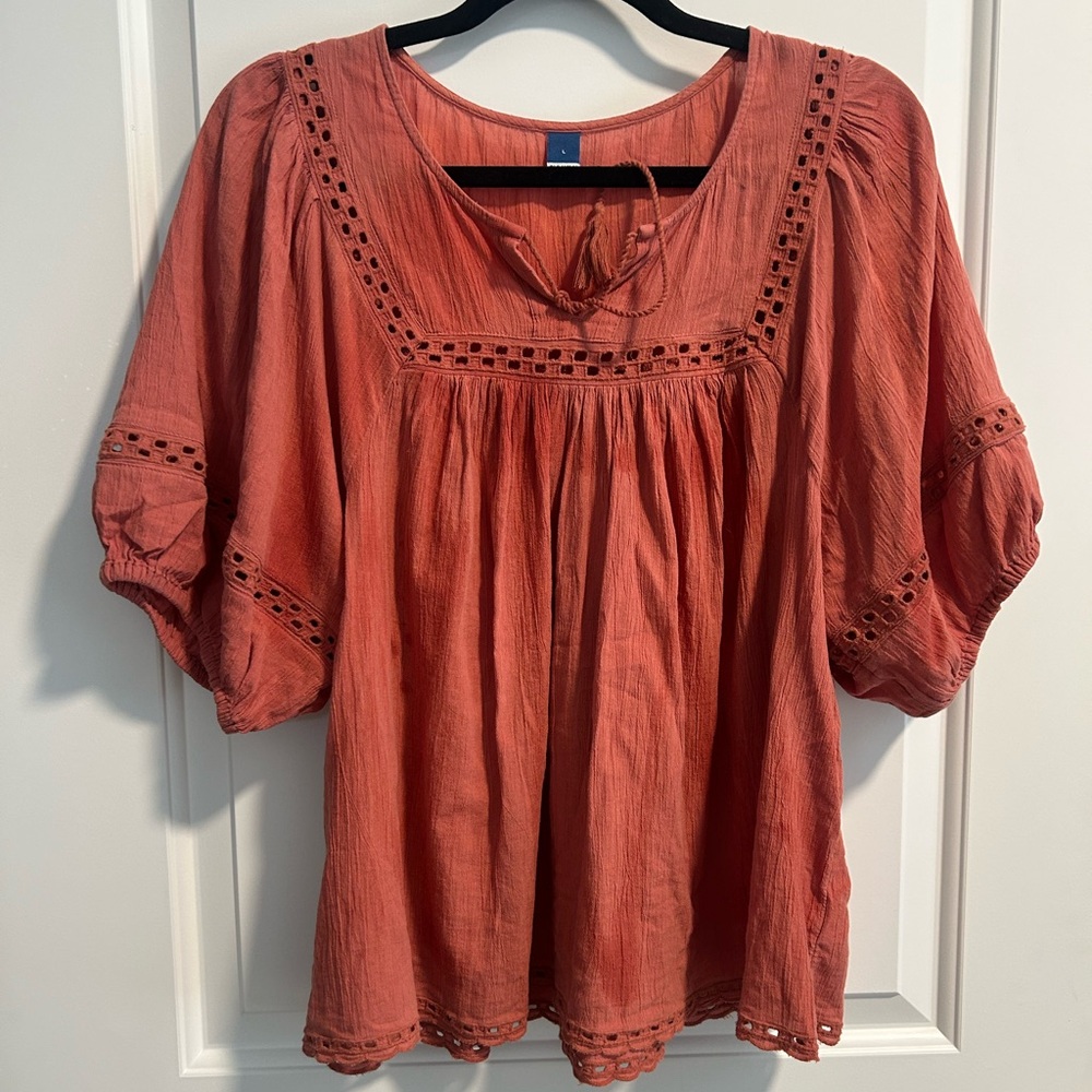 Old Navy Orange Puff Sleeve Blouse